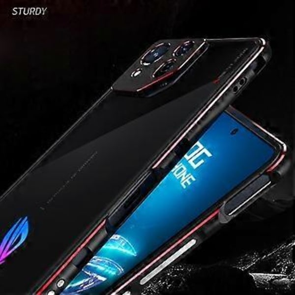 För Asus ROG Phone 8 5G/Phone 8 Pro 5G Stötfångarfodral Telefon Metallram med Kameralinsskydd (Svart+Lila)