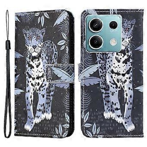 För Xiaomi Redmi Note 13 4G Mobilskal Läder 3D Mönster Magnetiskt Fodral (Leopard)
