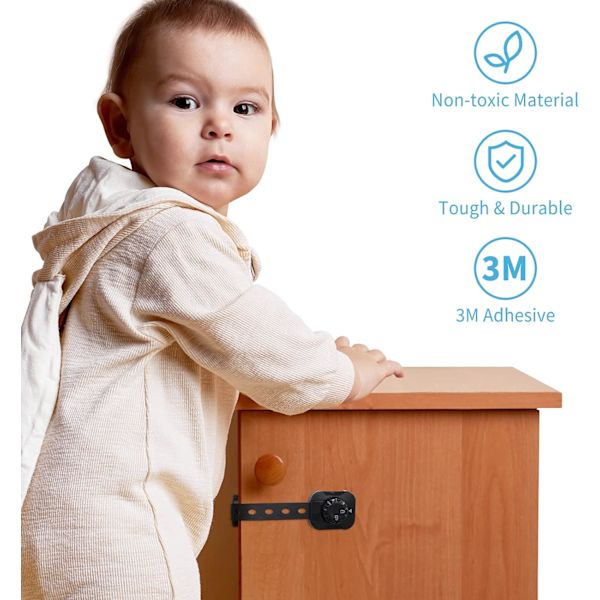 Babyturvallisuuslukko (Parannettu), 6 kappaleen kaappilukkosetti lapsille
