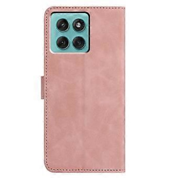 Fodral för Motorola Edge 60 Fusion 5G, fjäril och blomma tryckt PU-läder Plånboksställ Telefonskal (Roséguld)