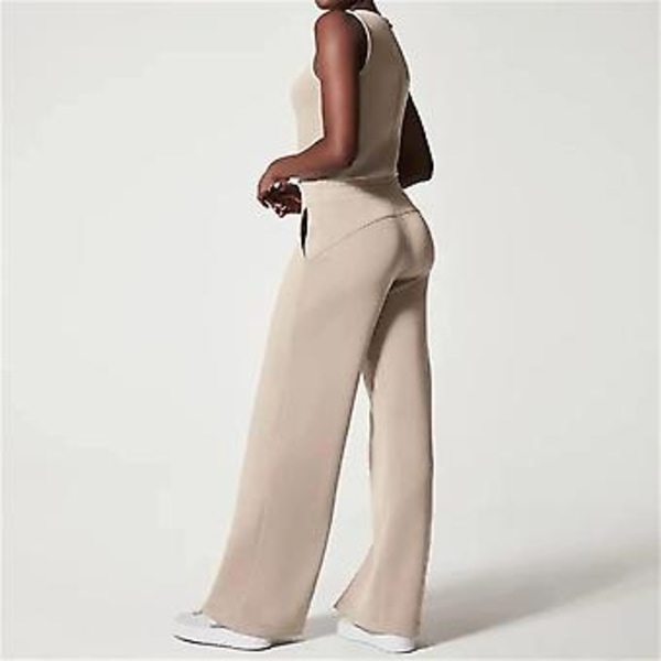 Ärmlös Jumpsuit i Enfärgad Design, Tvättsbart Material med Hög Stretch, Perfekt för Vardag, Arbete och Fest (XS Risvitt)