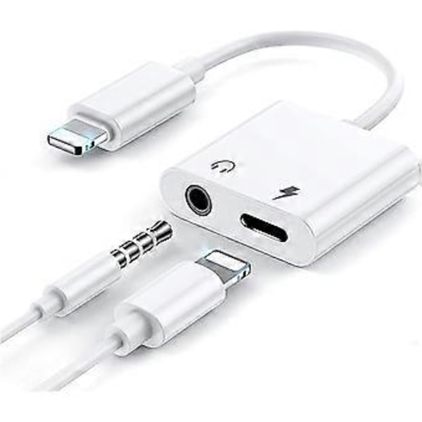 [Apple MFi -sertifioitu] Kuuloke-adapteri iPhonelle, 2-in-1 Lightning - 3,5 mm kuuloke- ja latausliitäntä AUX-ääniadapteri yhteensopiva iPho