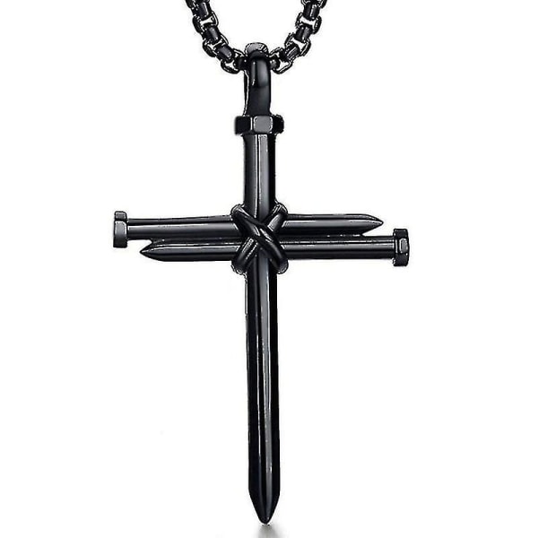 Unisex Cross Necklace Nails Crucifix Pendant Hip Hop Punk Alloy Neck Jewelry