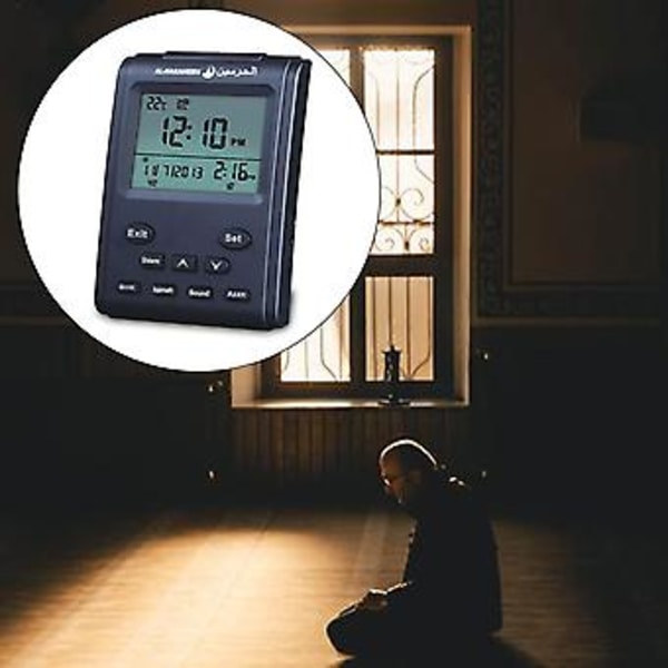Ha-3011 Azan Moskeijan Digitaalinen Kello Pöytäkello Säädettävissä LCD-näytöllä (Kulta)
