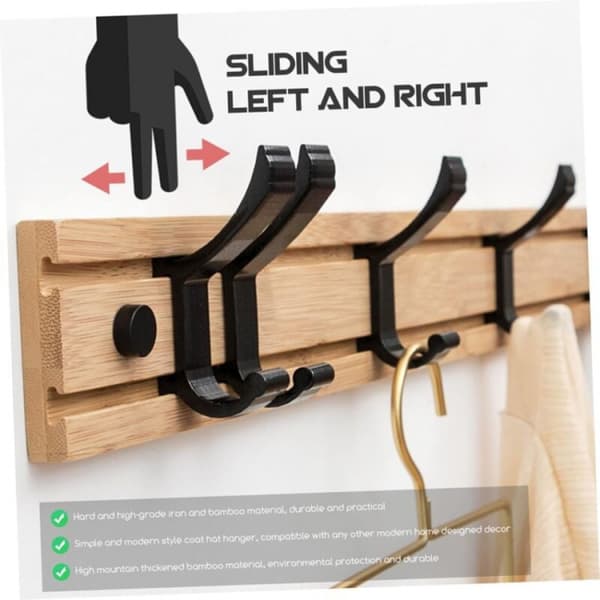 5-pack bambu väggkrok flyttbar aluminium klädhängare väggmonterad C