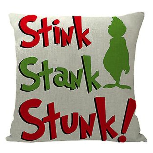45x45cm Grinch Jul Kuddeöverdrag Dekorationer Jul Kuddeöverdrag Soffa Säng Bil Dekoration (8)