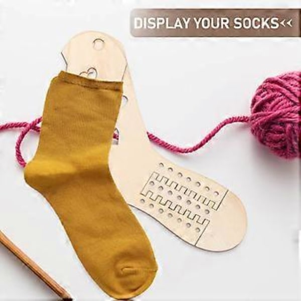 Sock Blockers, Träfibrer Justerbar Storlek Strumpsträckare Stickblockers Roliga DIY Stickmodellverktyg för Stickgarn Hantverk