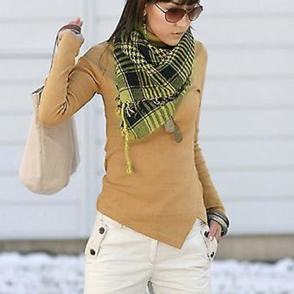 Unisex Houndstooth Arabiallinen Taktinen Aavikon Armeijan Shemagh Keffiyeh Tupsuhuivit (Keltainen)