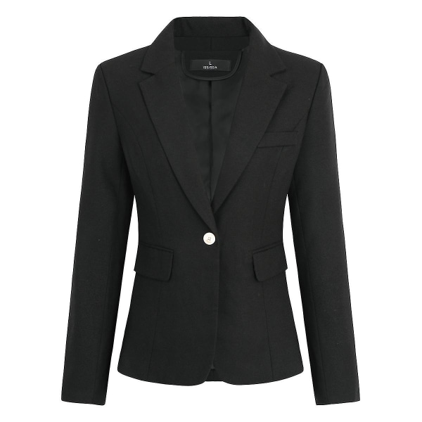 Women's 2 Piece Office Lady Business Suit Set Slim Fit One Button Blazer Pant Set Black L