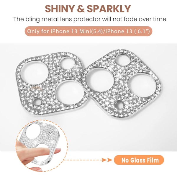 [2-pack] Bling-kameraobjektivskydd Kompatibelt med iPhone 13 &