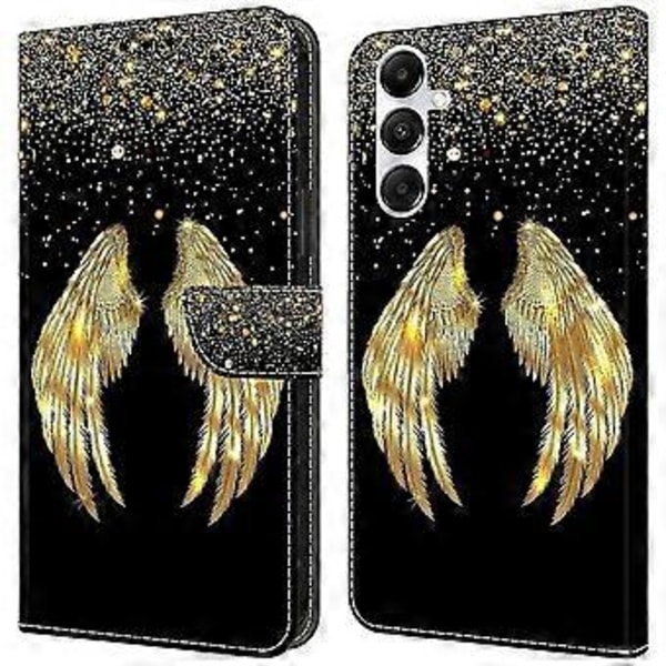 Magnetisk etui til Samsung Galaxy A35 5G med 3D-mønsterprint i læder (Guldvinge)