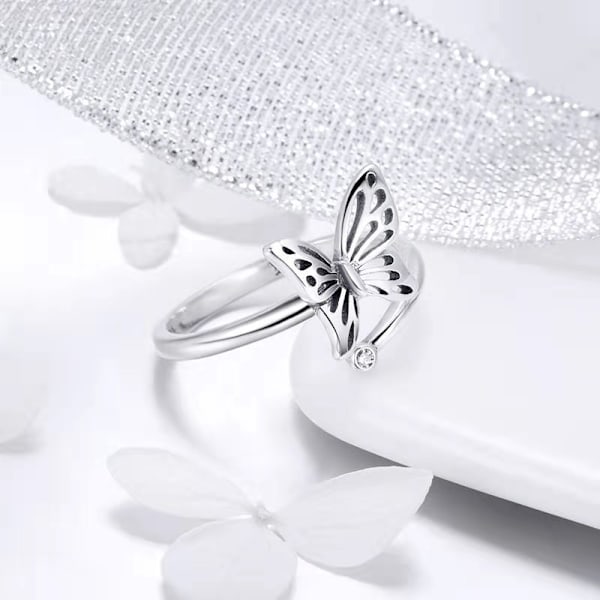 925 Sterling Sølv Sjarmerende Butterfly Utvidbar Åpen Mansjettringer A