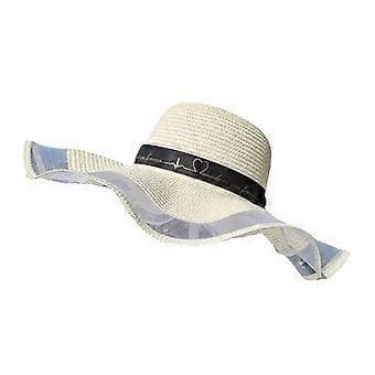Strandhat til kvinder, moderigtige store bredskyggede visirhatte håndlavet floppy solhat (beige)