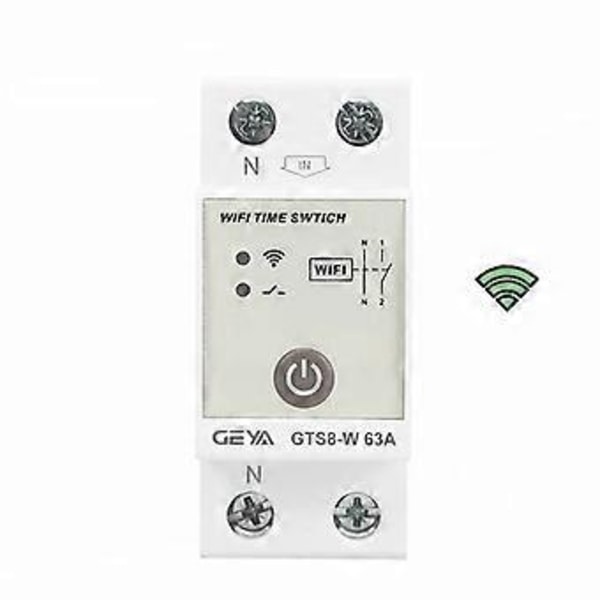GTS8-W 2P Smart Wifi Timer Strömbrytare DIN-skena Smart Hem Trådlös Fjärrkontroll Strömbrytare Via Tuya APP AC220V 63A