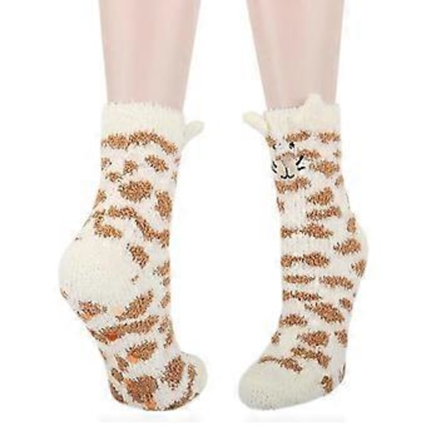 Dam Fuzzy Socks Mysiga Fluffiga Toffelstrumpor Söta Mjuka Vinter Varma Sovkstrumpor (A)