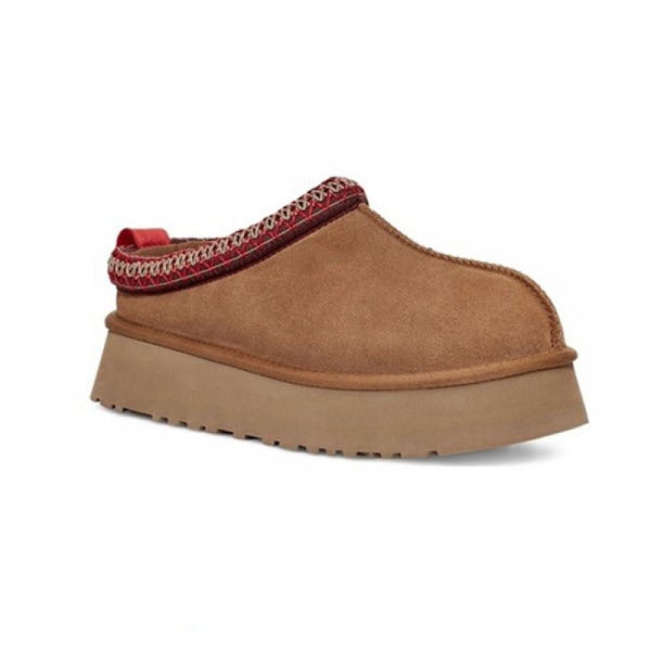 Damtofflor Plattform Mini Boots Korta Ankelstövlar Päls Fleece Fodrade Sneakers Husslippers Anti-halk Stövlar För Utomhus 39 CHESTNUT