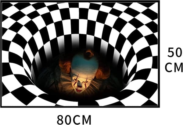 1 stk. (Typ-2) Halloween-dørmåtte Halloween-klovnetæppe 3D-illusion