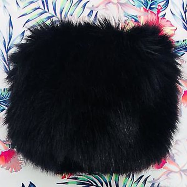 Vinterhansker for kvinner i myk, kunstig pels med mansjetter - Fluffy håndleddsvarmere (Svart)