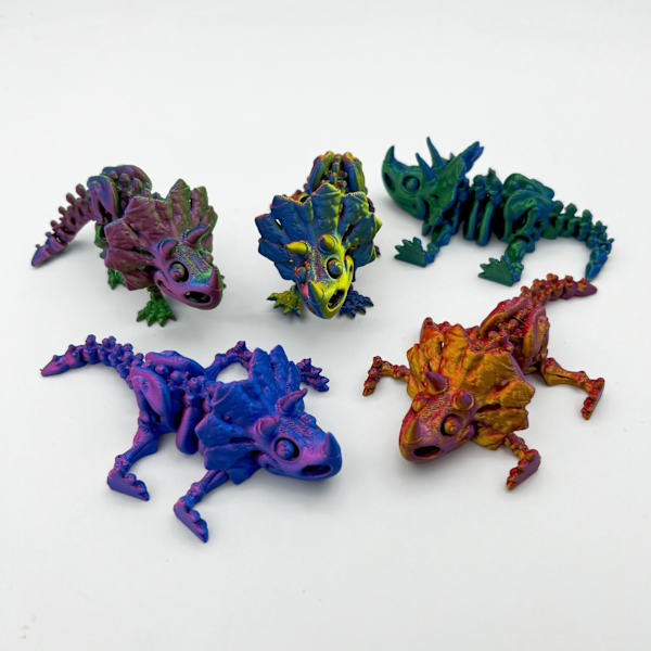 3D-printet drage med ledd for voksne, 3D-printet dinosaur fidget leketøy dekor for stressavlastning Triceratops