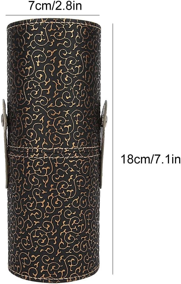 (Brons) PU Läder Makeup Borsthållare Bärbar Makeup Borste Cu