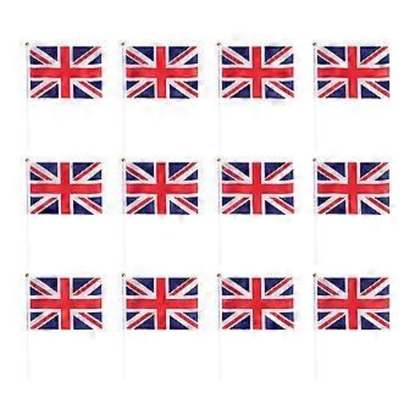 12 st Små Brittiska Flaggor Storbritannien Viftande Flaggor Landsflaggor UK Handflaggor