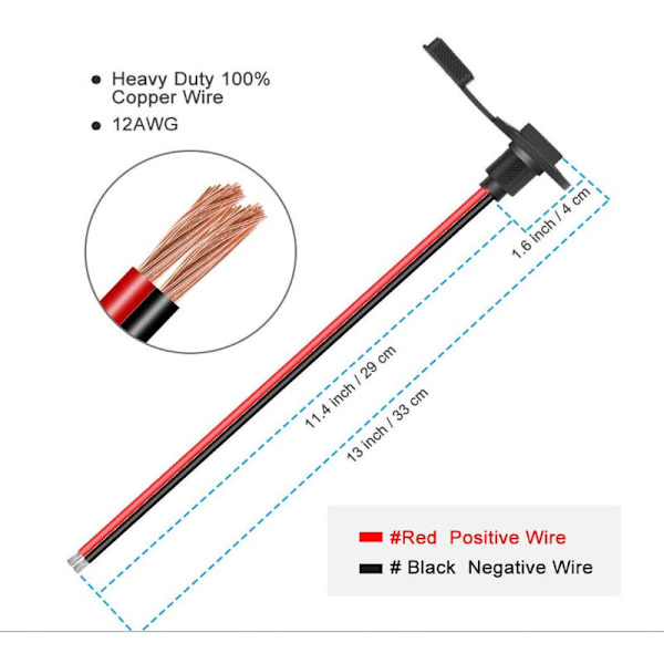 2 st SAE-strömkabel för solenergi SAE-kabel, SAE-kabelladdningsadapteranslutning, inklusive 8 skruvar - (12AWG 30cm)