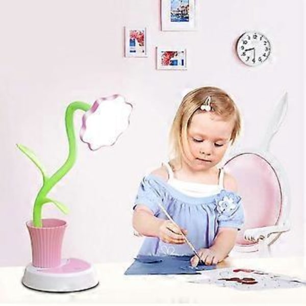Skrivebordslampe for barn, LED skrivebordslampe, dimbar nattbordslampe med berøringssensor, leselampe med øyebeskyttelse og pennholder, lampe