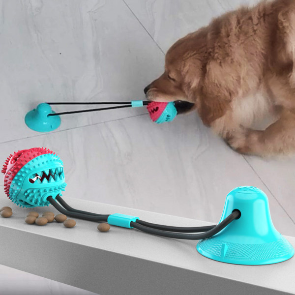 Blå och röd sugkopp hund leksak, 43cm × 9.5cm × 6.3cm multi-fu
