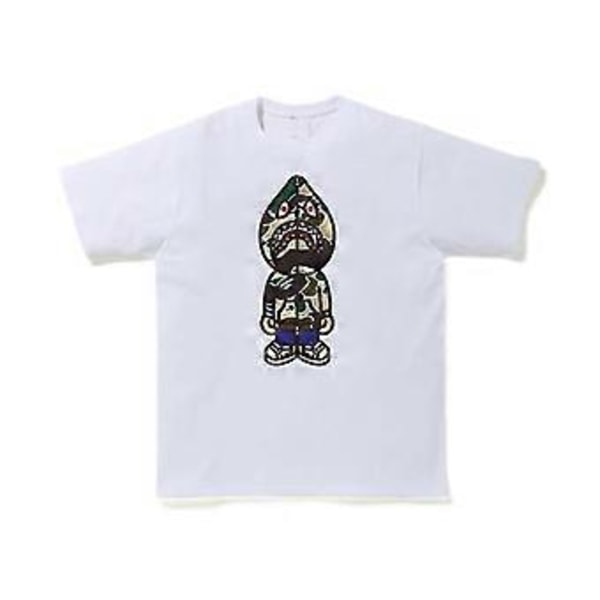 2023 Japansk T-shirt til Mænd Aasual Bogstav Print Rund Hals Kortærmet Bapes T-shirts Kortærmet Bomuld Unisex T-shirt (XXL 10)