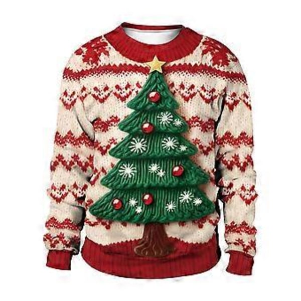 Unisex Julegenser med 3D Morsom Trykk, Pullover Topp for Menn og Kvinner (XL B)