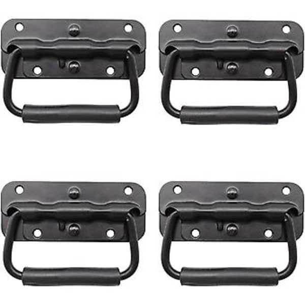 4 Stycken Lådhandtag, Metall Vikhandtag, Svart Lådhandtag, Fjäderlådhandtag, Ersättningshandtag för Verktygslåda eller Förvaringslåda