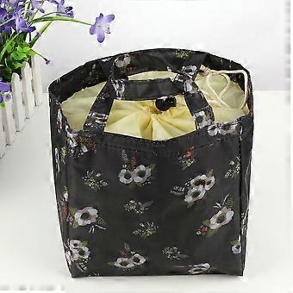 Portabel Termiskt Isolerad Blommig Lunchväska Picknick Ryggsäck Förvaring Behållare Bento Case