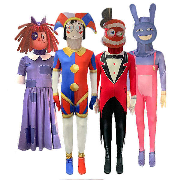 Fantastiska digitala cirkus cosplay-dräkt digital cirkus cosplay unisex komplett set karneval festdräkt för barn julklapp Caine 110