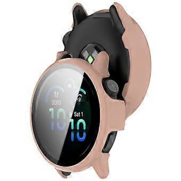 För Garmin Vivoactive 6 Klockfodral PC Ram Skydd med Härdat Glas Skärmskydd (Rosa)