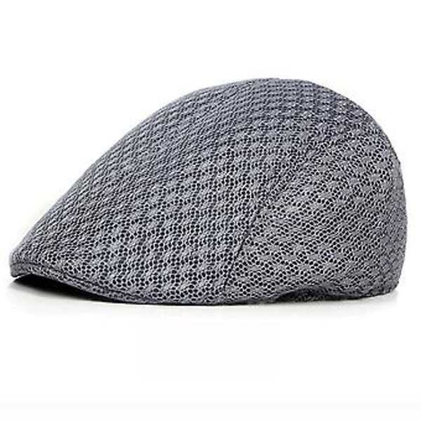 Sommar Casual Baskerhatt Unisex Mesh Flat Caps Newsboy Stil Justerbar Mode Andningsbar Sommarhatt För Kvinnor Män Caps ( Grå B)