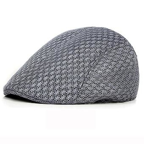 Sommer Casual Beret Hatt Unisex Mesh Flat Caps Newsboy Stil Justerbar Mote Pustende Sommerhatt For Kvinner Menn Caps ( Grå B)