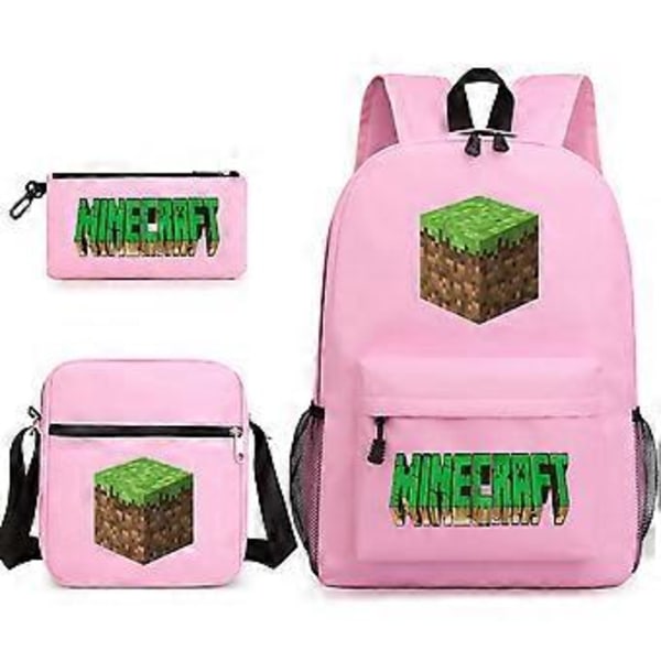 Minecraft Skolväska Ryggsäck Pennfodral Axelväska Tre-delad Set _21