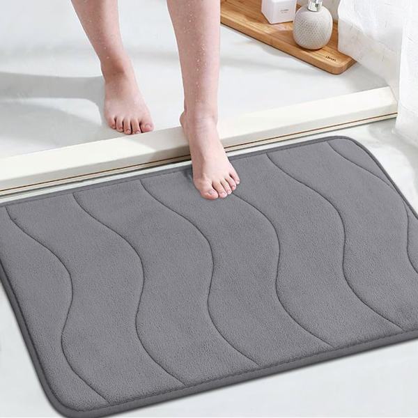 Memory Foam Bademåtte til Badeværelse Skridsikker Bademåtte Hurtigtørrende Super Vandabsorberende Bademåtte Tæppe Maskinvaskbar Ea