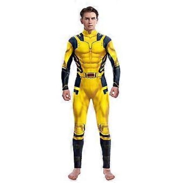 Voksne Mænd Wolverine Deadpool 3 Bodysuit Cosplay Kostume Superhelt Jumpsuit Halloween Karneval Fandango (L Gul)