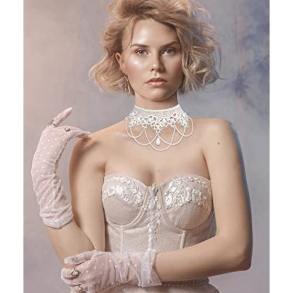 Svart spets choker halsband gotisk smycken accessoarer, elegant gotisk gotisk krage halsband för kvinnor Halloween cosplay