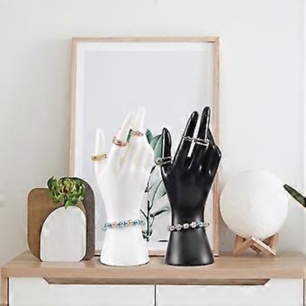 2 Par Handgjorda Plast Artificiella Hand Smycken Ring Display Modell Handform ( )
