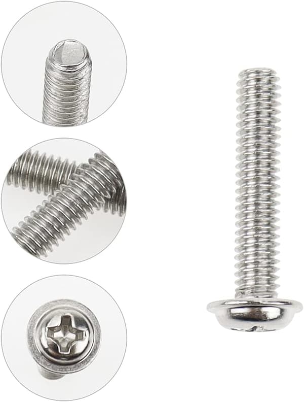 Phillip 100 st M4x25 plattskruvar - Silver Phillips Pan Head S