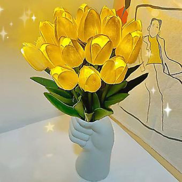 Flash LED-lampa Vardagsrum Trädgård Heminredning 10 st Nya Ornament PVC Tulpaner Hotell Sovrum Sängbord Bröllop Bankett Present ( )
