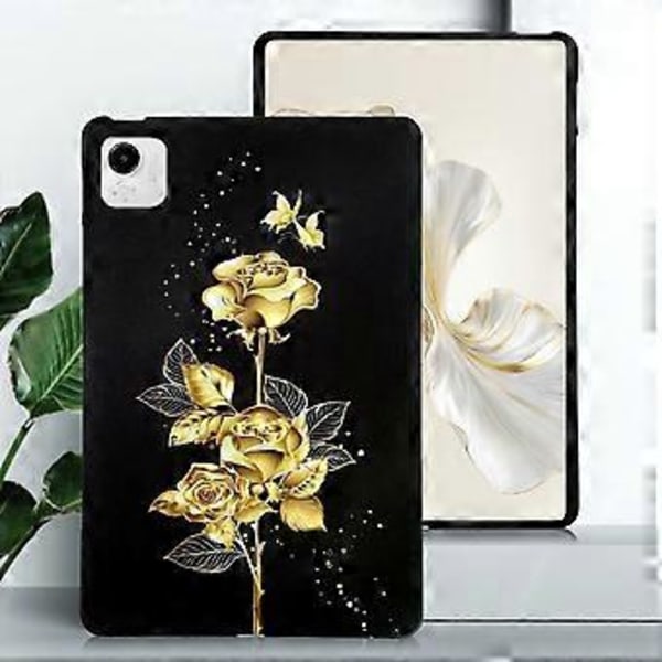 För Honor Pad X9a TPU Skal Mönstertryck Slim Tablet Skyddsfodral (Gyllene Fjärilsros)