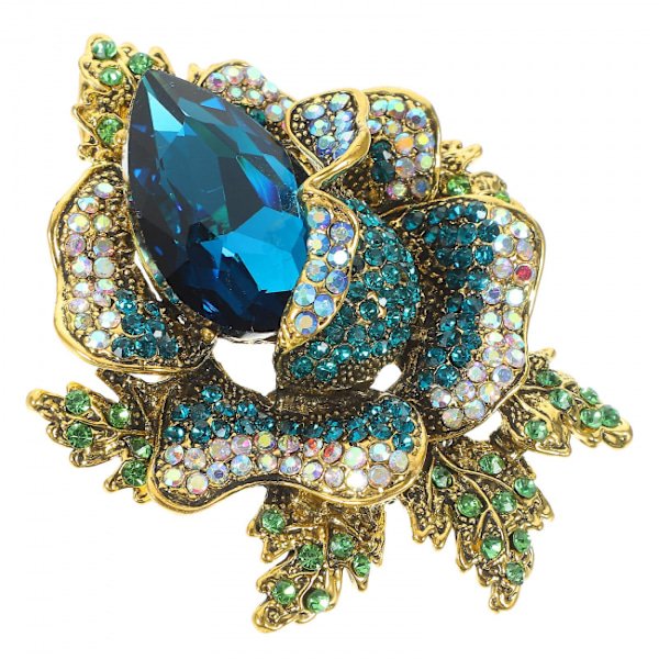 Blomster Brosche Pin Rhinestone Pin Dame Mode Smykker Bling Flow