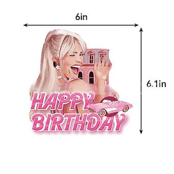 Barbie-synttärijuhlat 2023 - Pinkki Teemajuhlatarvikkeet, Mukana Onnittelulippu, Ilmapallot, Kakku- ja Kupkakiinnitteet ( )