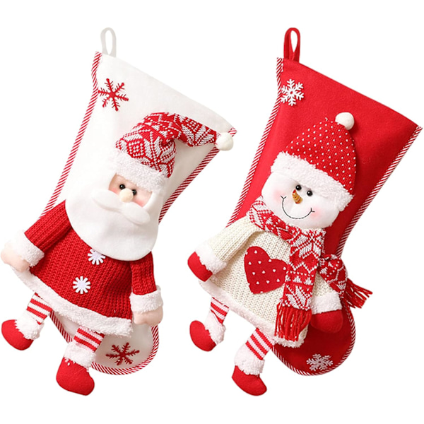 2 st julstrumpor Jultomte Snögubbe Presentpåse Julstrumpa