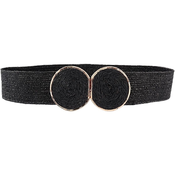 Kvinnors flätade tjocka bälte mode hålfri bred raffia hålfri elastisk strand chunky bälte för sommarklänning