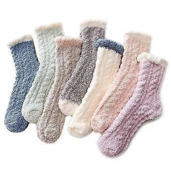 Fluffy Varme Tøffelsokker for Kvinner, Supermyke Sovesokker