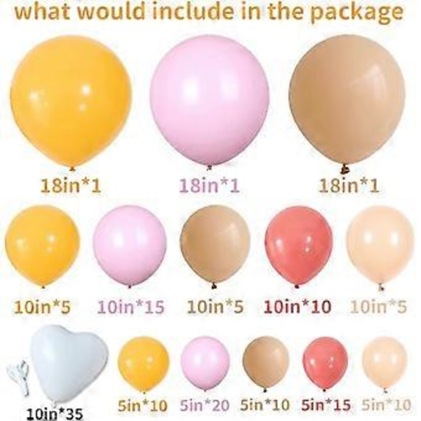 155 stk. Daisy Ballonbue Kit Macaron Pink Gul Retro Orange Hvid Hjerteballoner med Plum Clip Daisy Formet Blomst